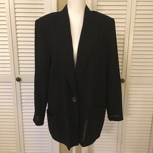 Vintage 80’s Cricket Lane Lightweight Black Blazer with Shoulder Pads